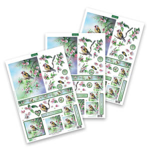 Die Cut Decoupage – Goldfinch in Cherry (pack of 3)