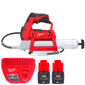 Milwaukee M12GG 12V Cordless Grease Gun With 2 x 2.0Ah Batteries & Charger