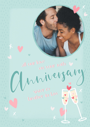 Cute Heart Illustrations All our Love Photo Upload Anniversary Card