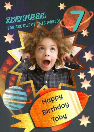 AYou are Out Of This World Editable age and Recipient Photo upload Birthday Card