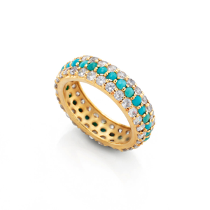 14K Blue, Gold Plated Dome Ring - Turquoise (M 1/2 (UK))