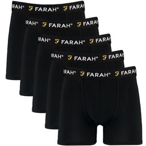 Farah Mens Chorley 5-Pack Elasticated Logo Boxer Shorts - Black - XL / Black
