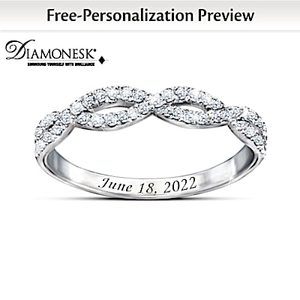 Simulated Diamond Entwined Personalized Wedding Ring