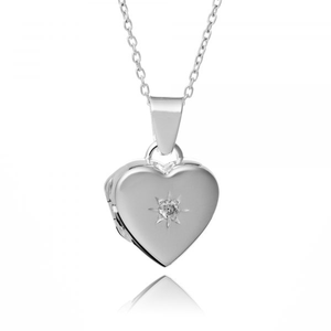 Sterling Silver CZ Handwriting Locket
