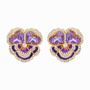Crystal Pansy Stud Earrings