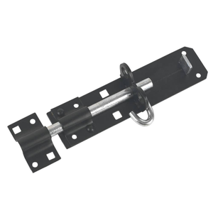 Steel Brenton Padlock Gate Bolt - 150mm - Black Powder Coated - Hardware Solutions