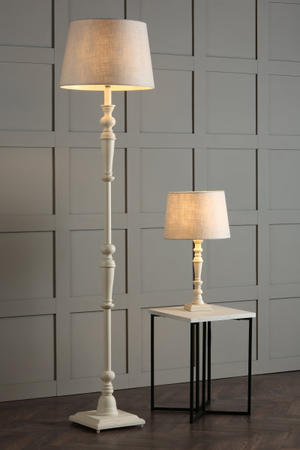 Laura Ashley Tate Wooden Floor Lamp Distressed Off White Base