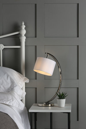 Laura Ashley Noah Nickel Table Lamp with White Shade