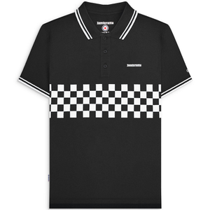 Lambretta Mens Two Toned Tipped Checked Polo Shirt - XL / Black