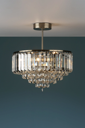 Laura Ashley Vienna 3 Light Semi Flush Crystal and Antique Brass