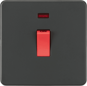 SF8331NAT Screwless 45A 1G DP Switch with Neon in Anthracite
