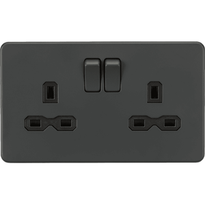 SFR9000AT Screwless Double Switched Socket in Anthracite