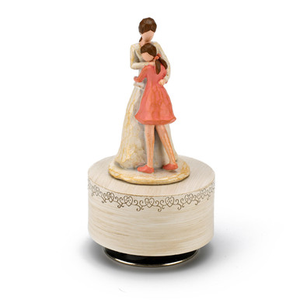 Timeless Mother and Daughter Embrace Musical Figurine - Choose Your Song