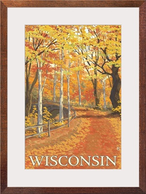 Fall Colors Scene - Wisconsin: Retro Travel Poster