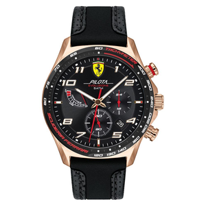 Scuderia Ferrari Pilota Evo Black Leather & Silicone Men's Chrono Watch - 830719