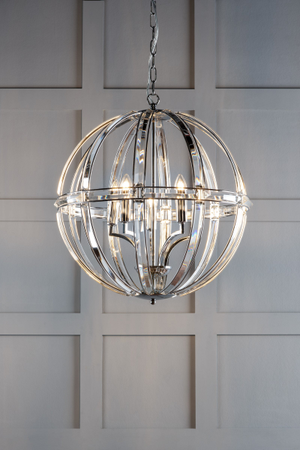 Laura Ashley Aidan Glass & Polished Chrome 5 Light Globe Chandelier