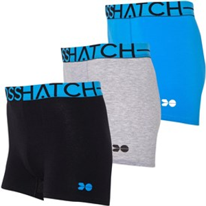 Crosshatch Mens Dumas Three Pack Boxers Pack A Black/Grey Marl/Malibu Blue