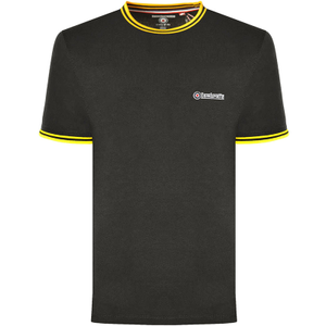 Lambretta Mens Tipped Pique T-Shirt - XL / Black/Gold