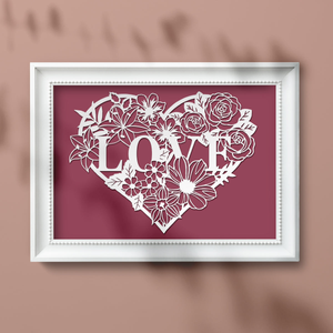 Love Heart Paper Cutting Digital Template