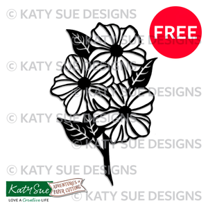 Three Flowers Paper Cutting FREE Digital Template