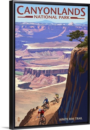 Canyonlands National Park, Utah - Conflunce and Bikers: Retro Travel Poster