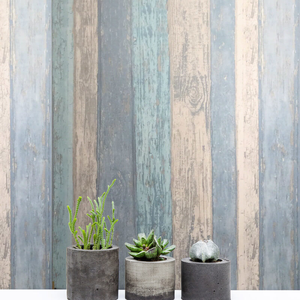 Coloroll Beach Hut Wood Panel Blue Glitter Wallpaper - M1062