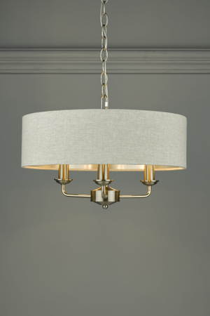 Laura Ashley Sorrento 3lt Pendant Satin Nickel with Natural Shade