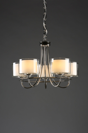 Laura Ashley Southwell 5 Light Chandelier Polished Nickel & Glass Shades