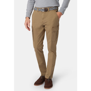 Tailored Fit Carlos Sand Stretch Cotton Cargo Trousers