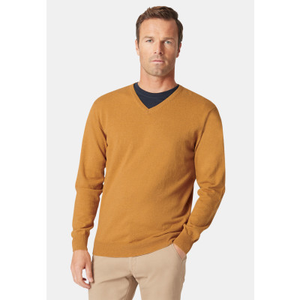 Dorset Mustard Cotton Merino V-Neck Jumper