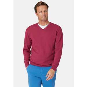 Dorset Raspberry Cotton Merino V-Neck Jumper