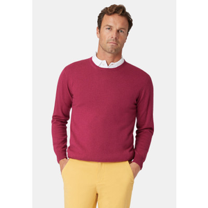 Devon Raspberry Cotton Merino Crew Neck Jumper