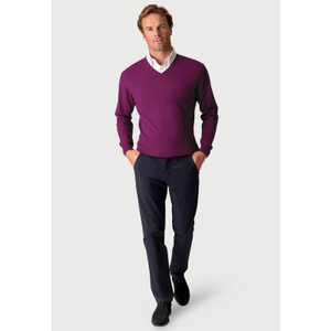 Devon Plum Cotton Merino Crew Neck Jumper