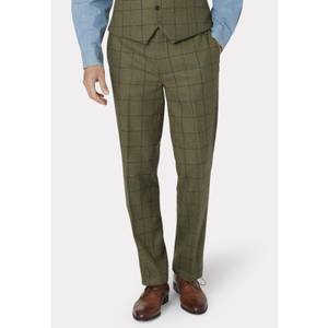 Tailored Fit Haincliffe Green Check Wool Suit Trousers