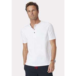 Askrigg White Pure Cotton Henley T-Shirt
