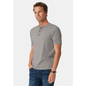 Askrigg Silver Grey Marl Pure Cotton Henley T-Shirt