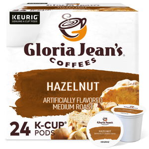 Gloria Jean's Hazelnut K-Cups, Medium Roast – 24 Count