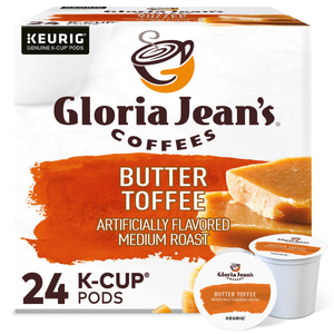 Gloria Jean's Butter Toffee K-Cups, Medium Roast – 24 Count