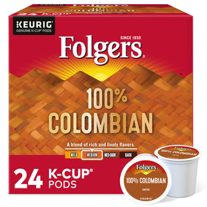 Folgers 100% Colombian K-Cups, Medium Roast – 24 Count