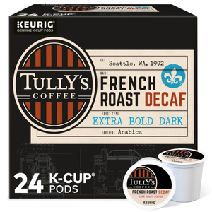 Tully's Coffee DECAF French Roast K-Cups, Dark Roast – 24 Count