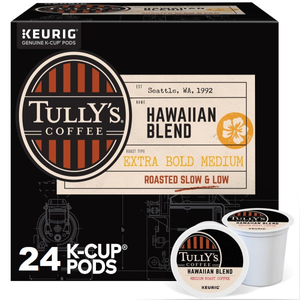 Tully's Coffee Hawaiian Blend K-Cups, Medium Roast – 24 Count