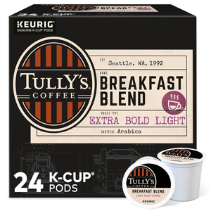 Tully's Coffee Breakfast Blend K-Cups, Light Roast – 24 Count