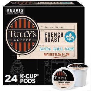Tully's Coffee French Roast K-Cups, Dark Roast – 24 Count