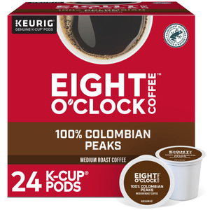 Eight O'Clock Coffee Colombian Peaks K-Cups, Medium Roast – 24 Count
