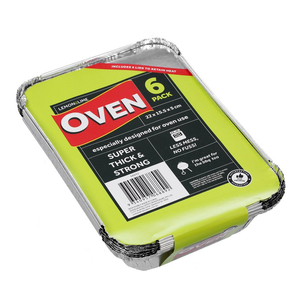 Lemon & Lime Foil Tray with Lids 22x15.5x5cm 6 Pack - 1 / SLEEVE