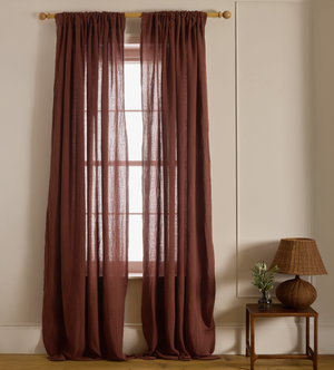 Conker 100% Linen Loop Top Curtain (Single)