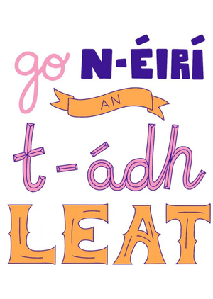 Susan McGing Retro Typographic Irish Good Luck Arty Card