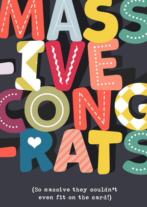 Colourful Patterned And Oversized Typopgraphy Congratulations Card