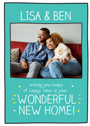 White Typography On A Teal Background New Home Photo Upload Card