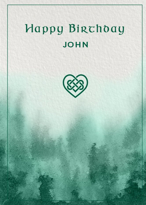 Pigment Green Watercolour Celtic Happy Birthday Birthday Card